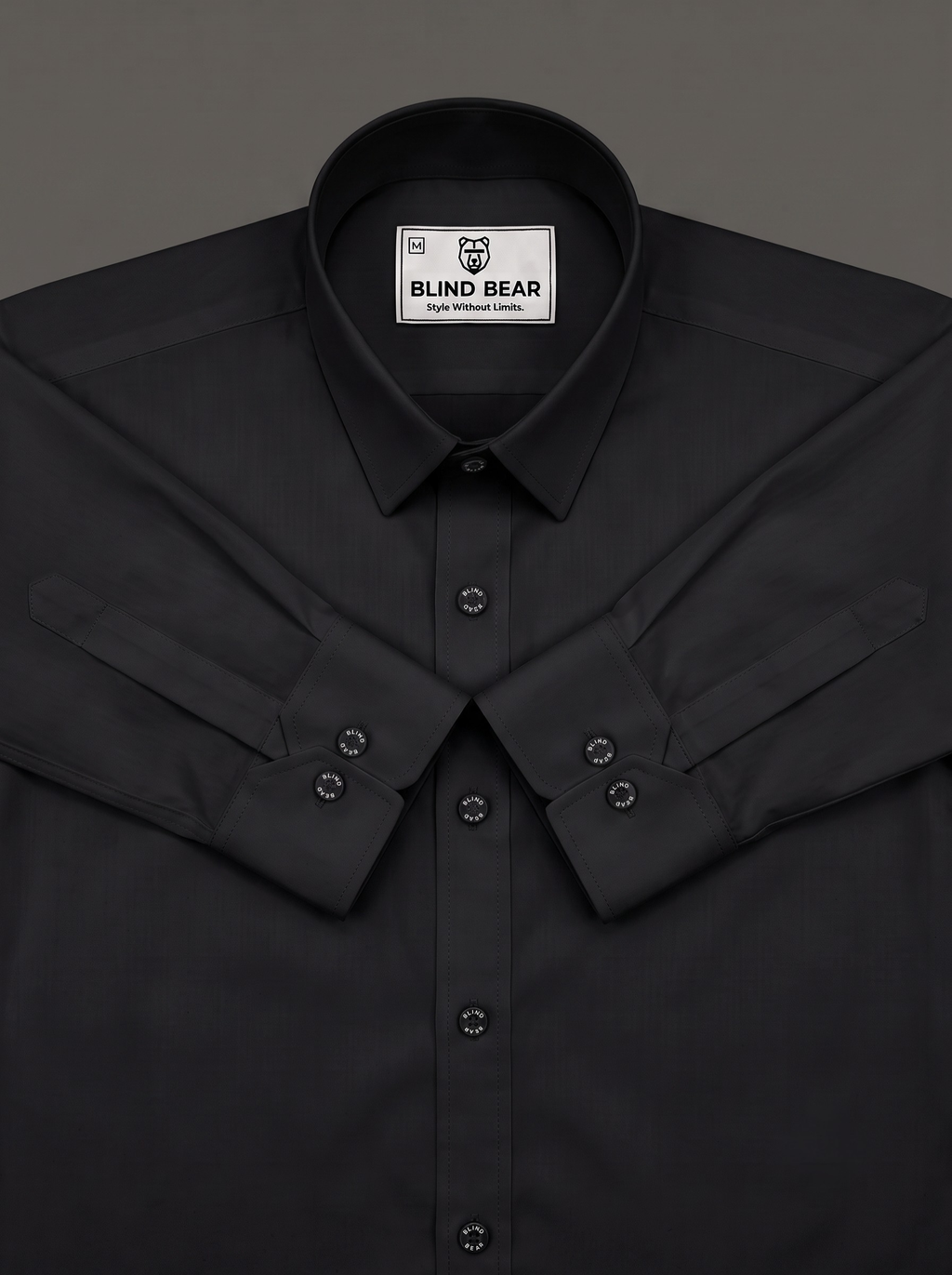 Blind Bear Men's Charcoal Black Solid Casual Shirt | Regular Fit | Full Sleeve | Cotton Blend