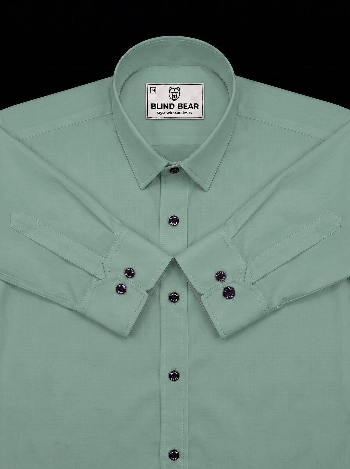 Blind Bear Men's Pista Green Solid Casual Shirt | Regular Fit | Full Sleeve | Cotton Blend