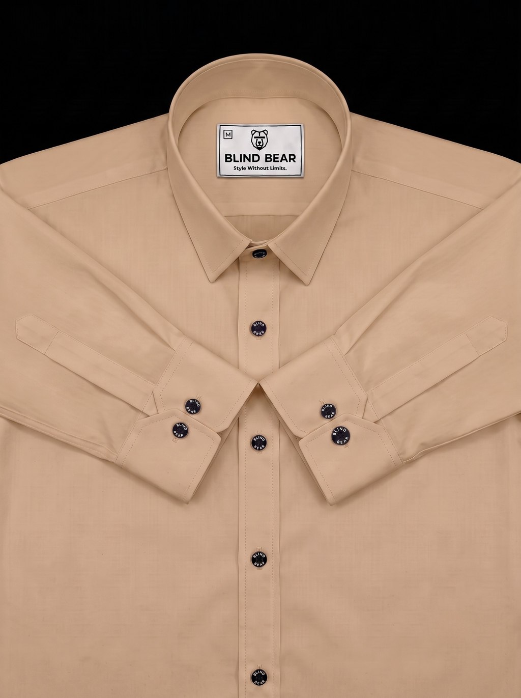 Blind Bear Men's Sand Beige Solid Casual Shirt | Regular Fit | Full Sleeve | Cotton Blend