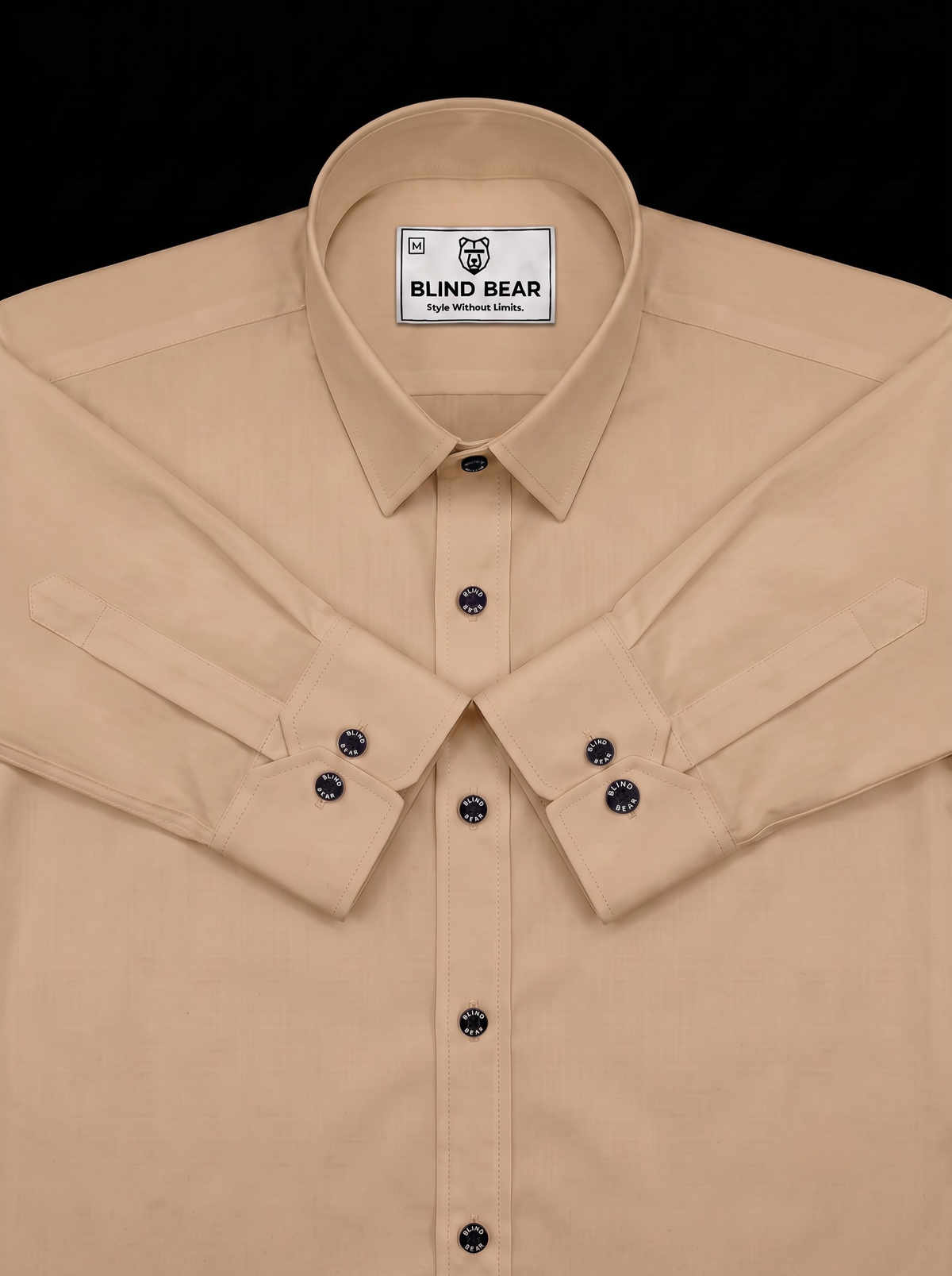 Blind Bear Men's Sand Beige Solid Casual Shirt | Regular Fit | Full Sleeve | Cotton Blend