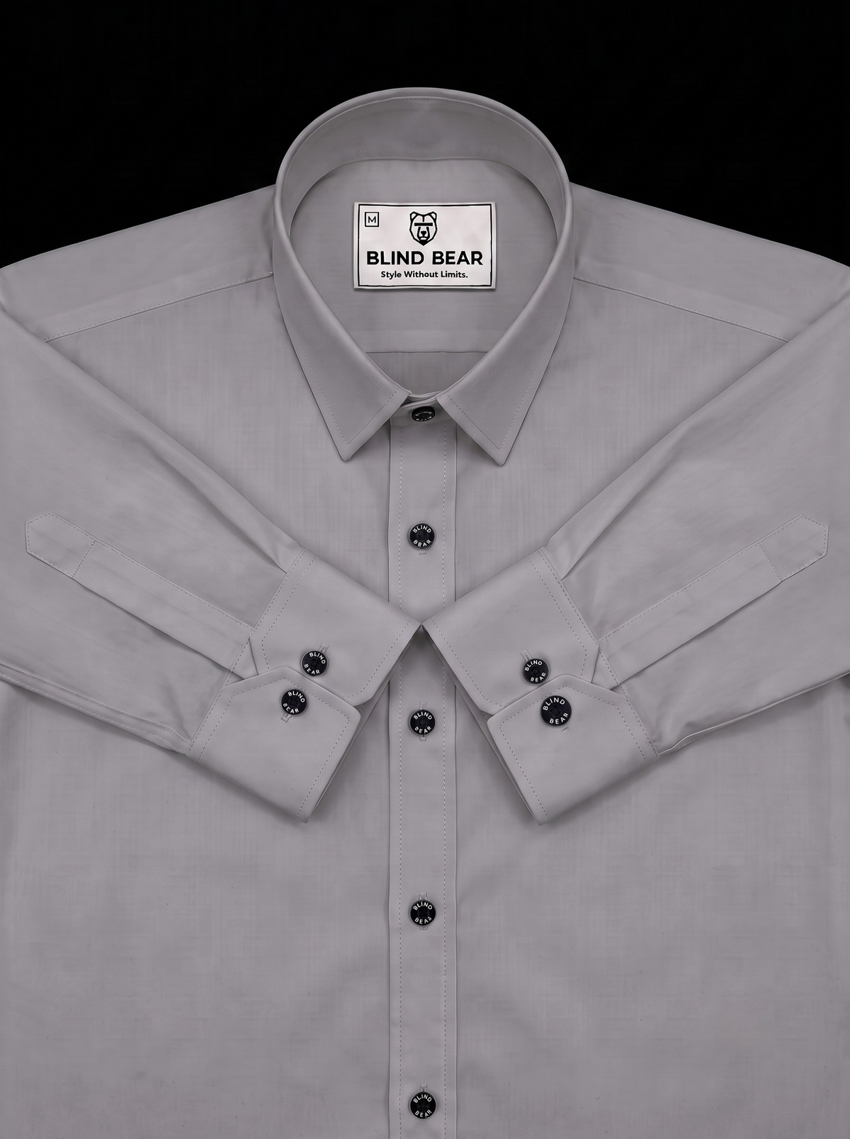 Blind Bear Men's Light Grey Solid Casual Shirt | Regular Fit | Full Sleeve | Cotton Blend