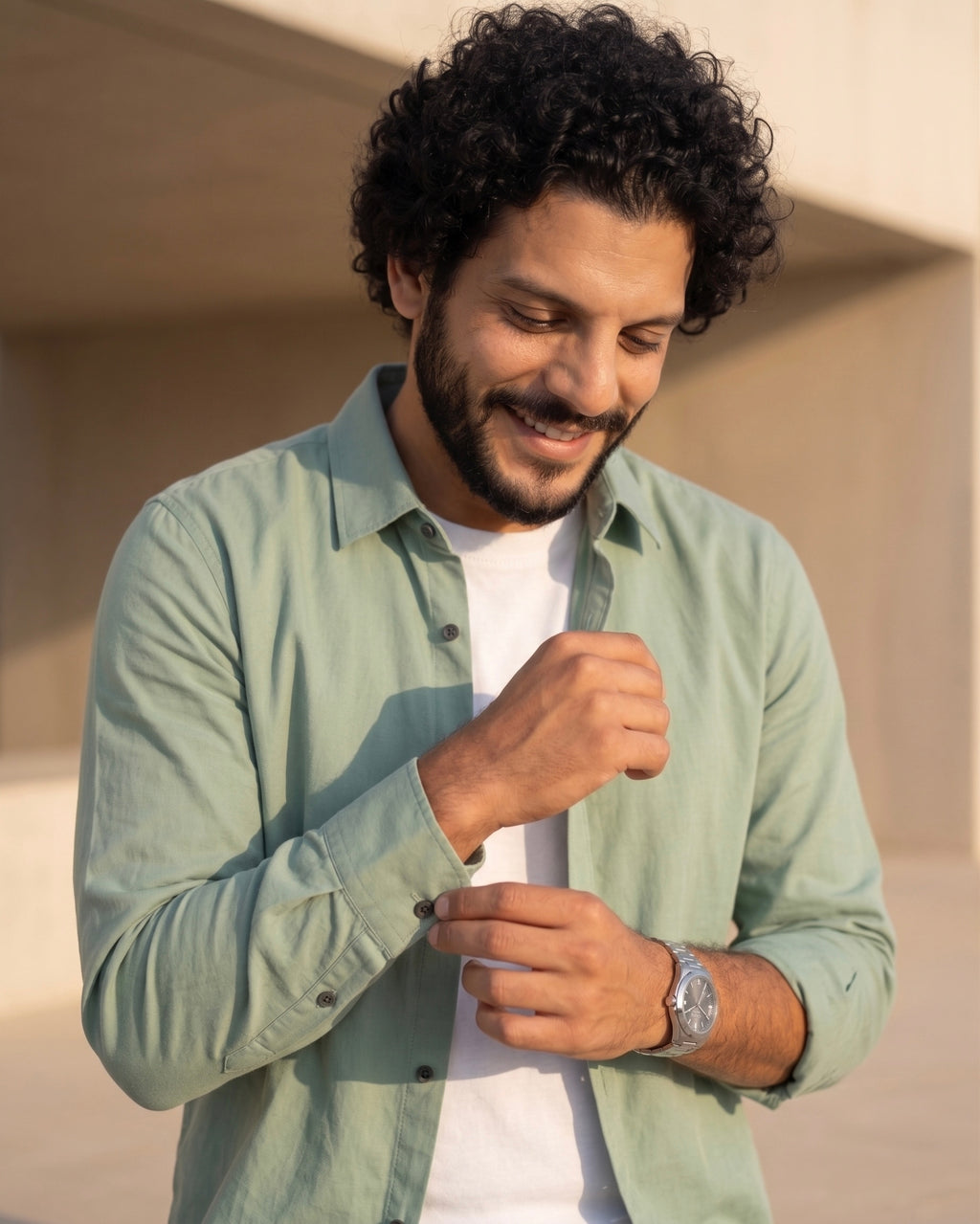 Blind Bear Men's Pista Green Solid Casual Shirt | Regular Fit | Full Sleeve | Cotton Blend