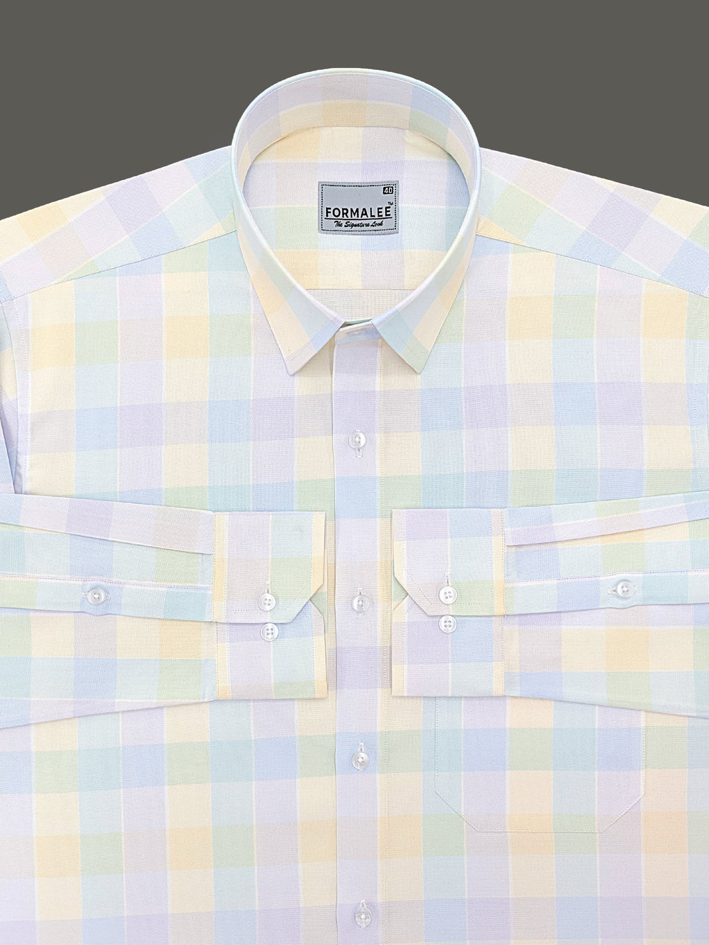 Maison Luxury Cotton Multi Color Checks Formal Shirt
