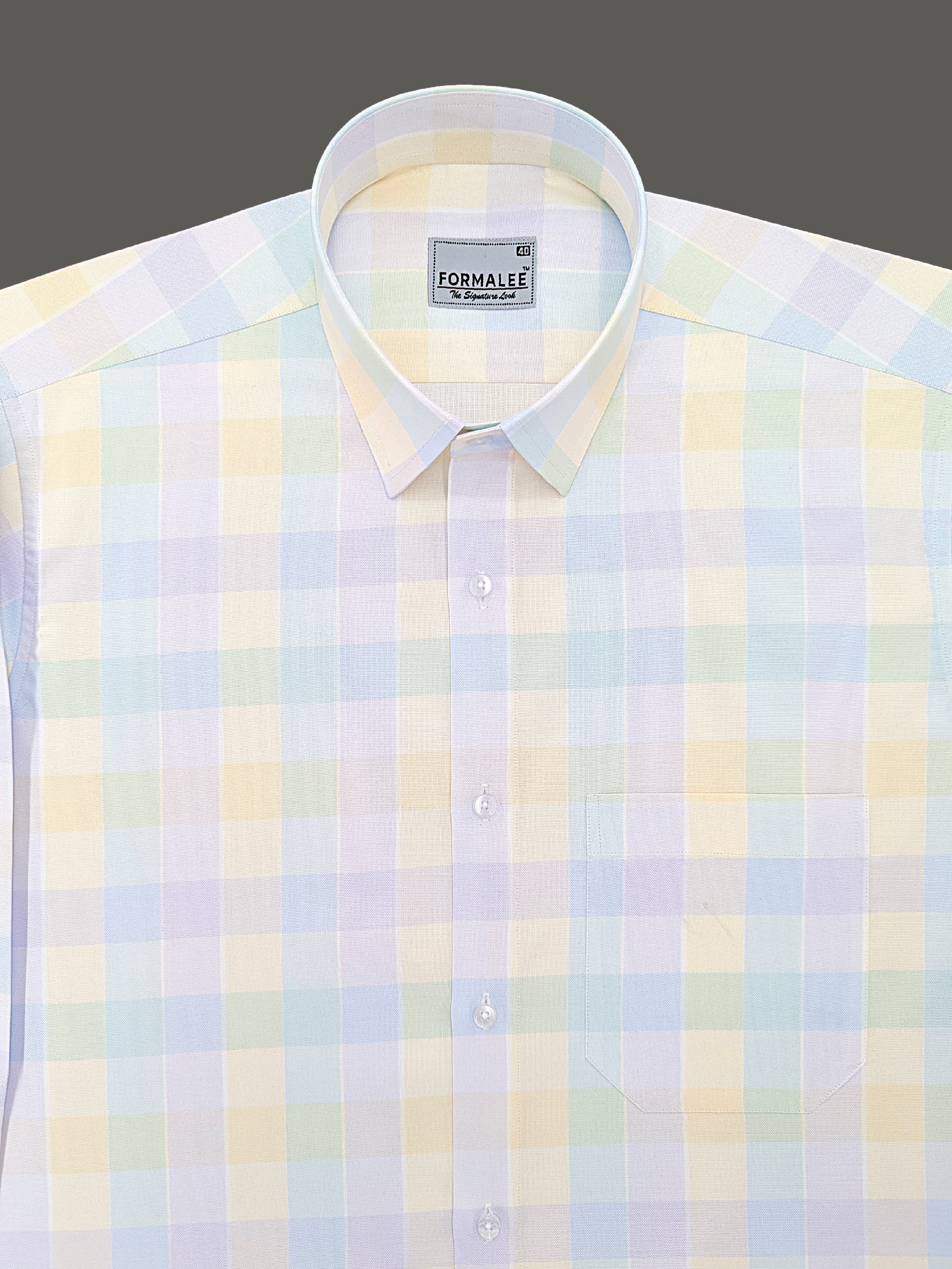 Maison Luxury Cotton Multi Color Checks Formal Shirt