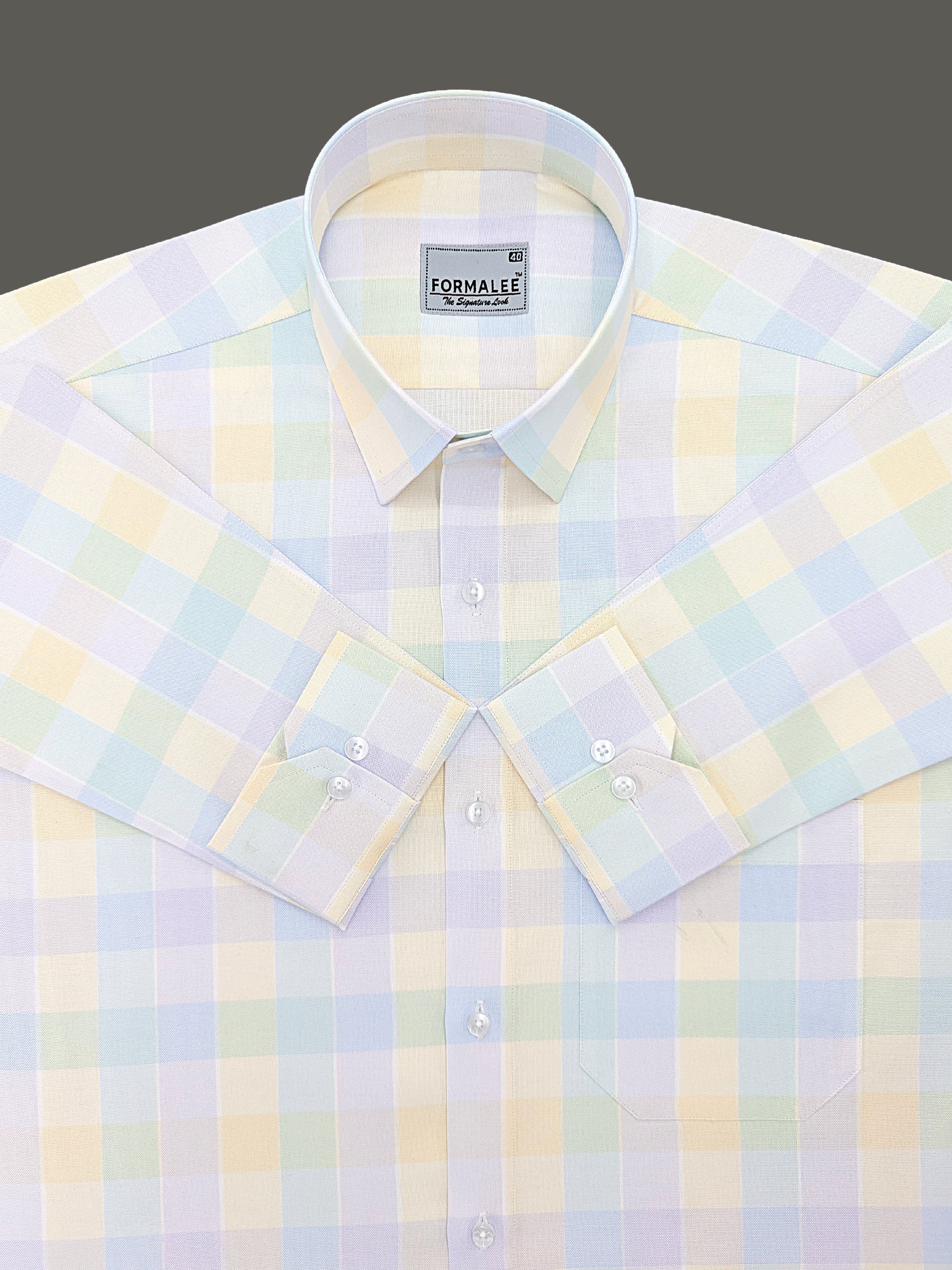 Maison Luxury Cotton Multi Color Checks Formal Shirt