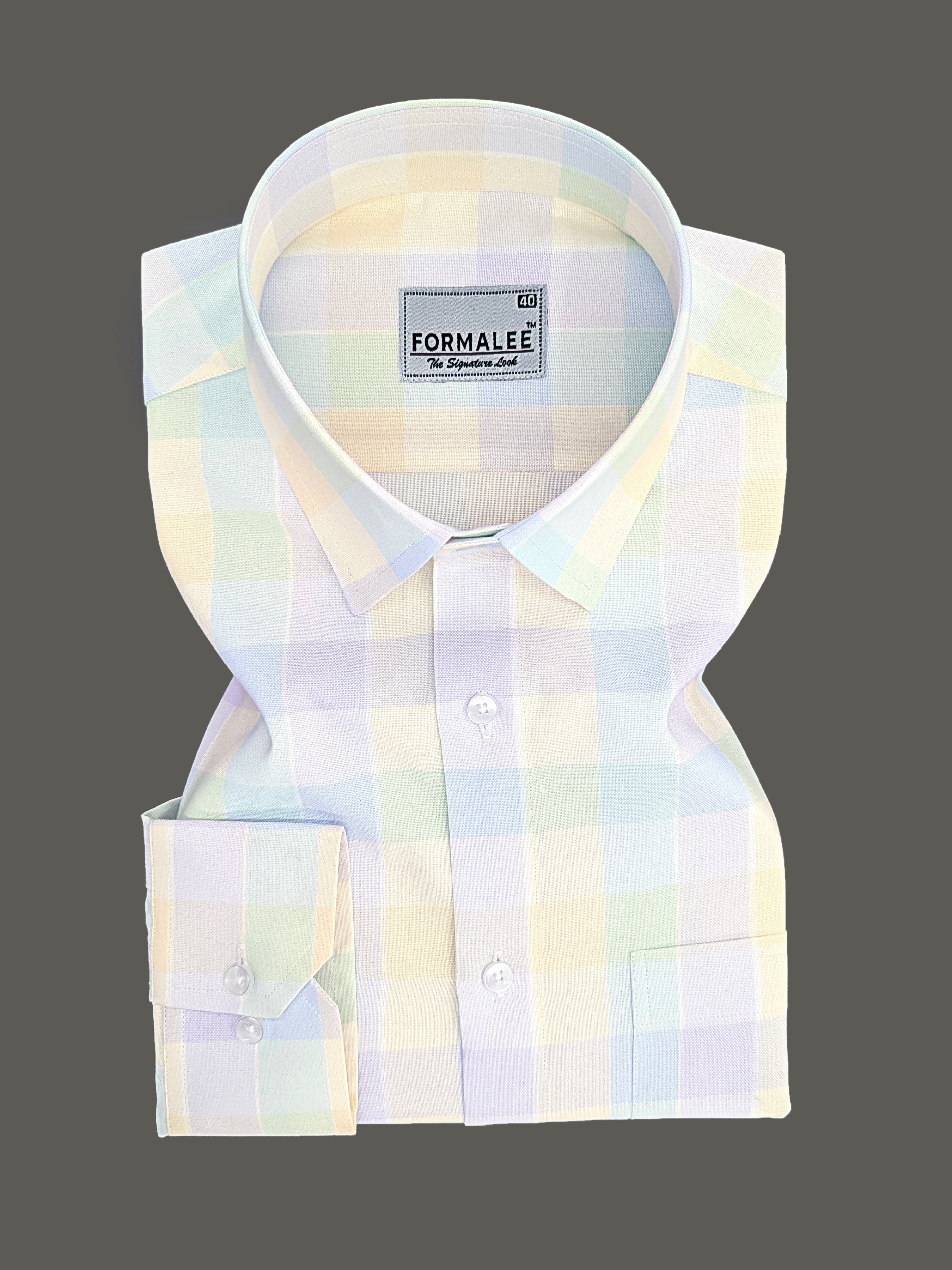 Maison Luxury Cotton Multi Color Checks Formal Shirt