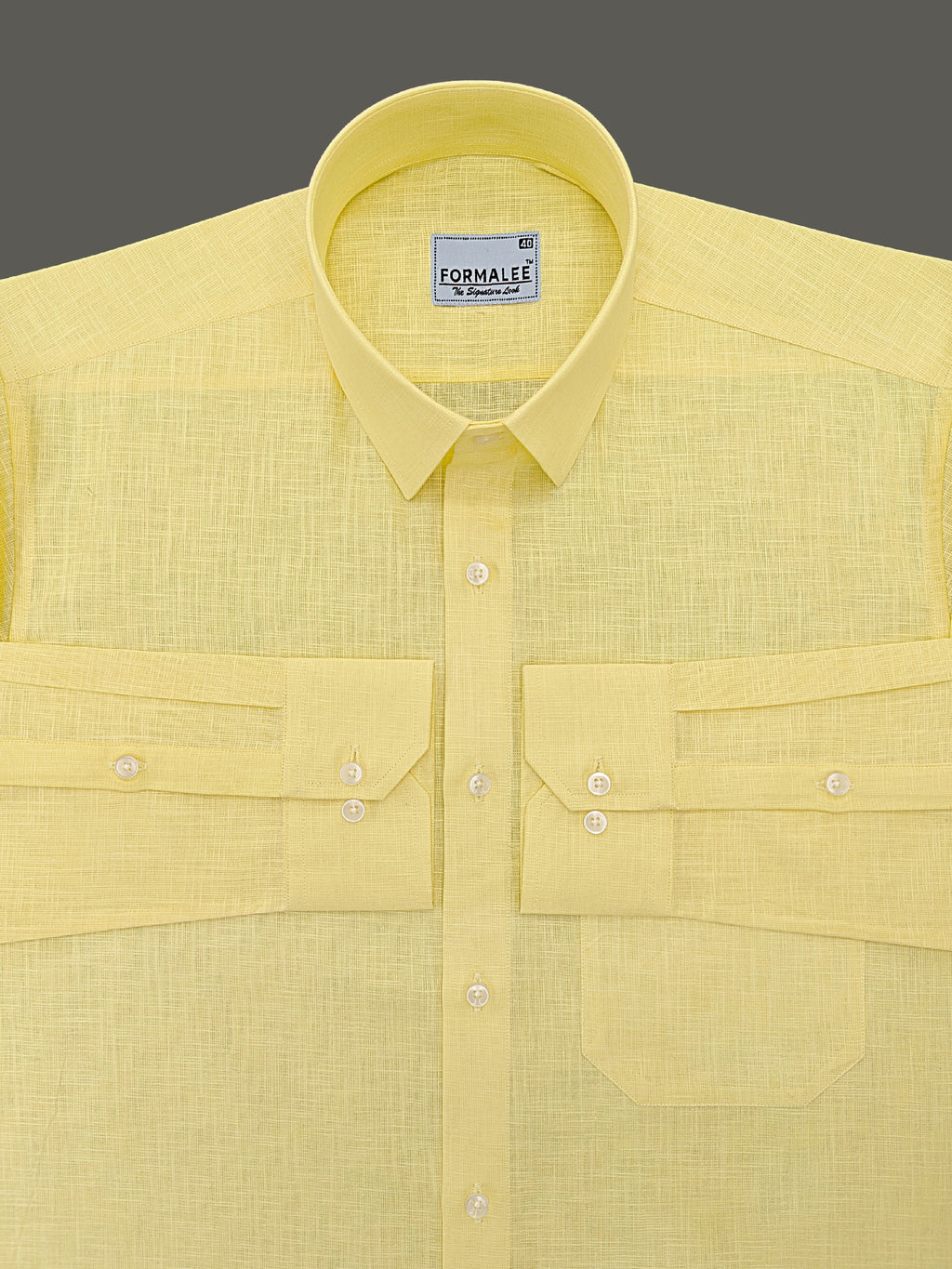 Luxurious French Linen Butter Yellow Formal Shirt