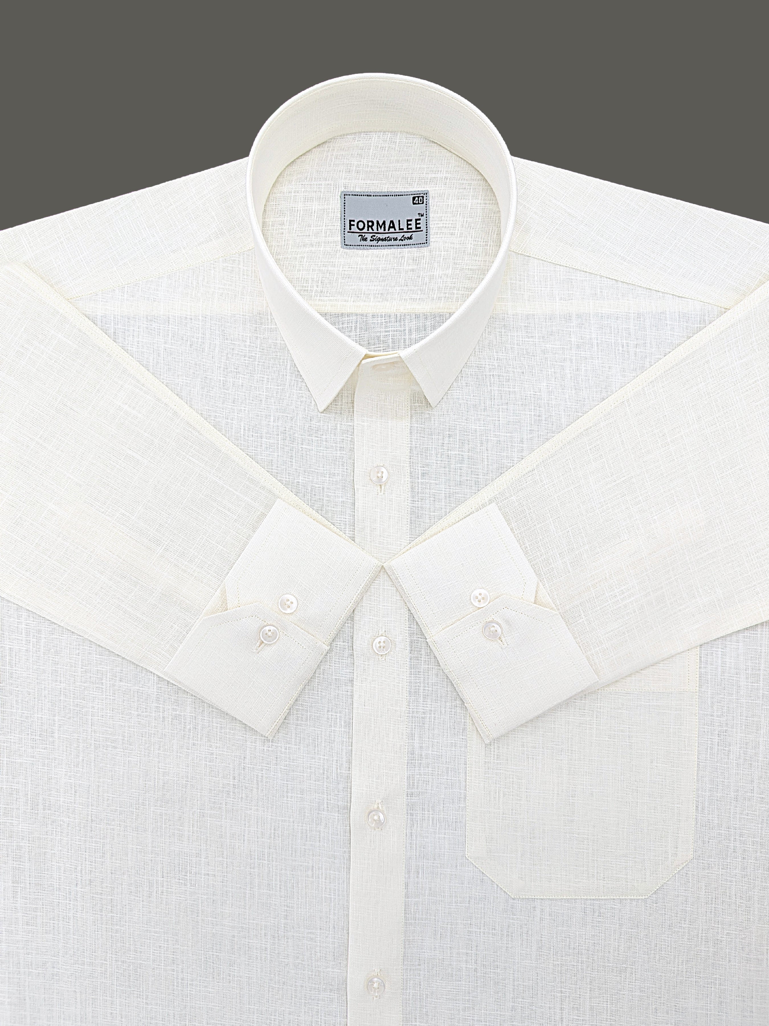 Luxurious French Linen Maison Cream Formal Shirt
