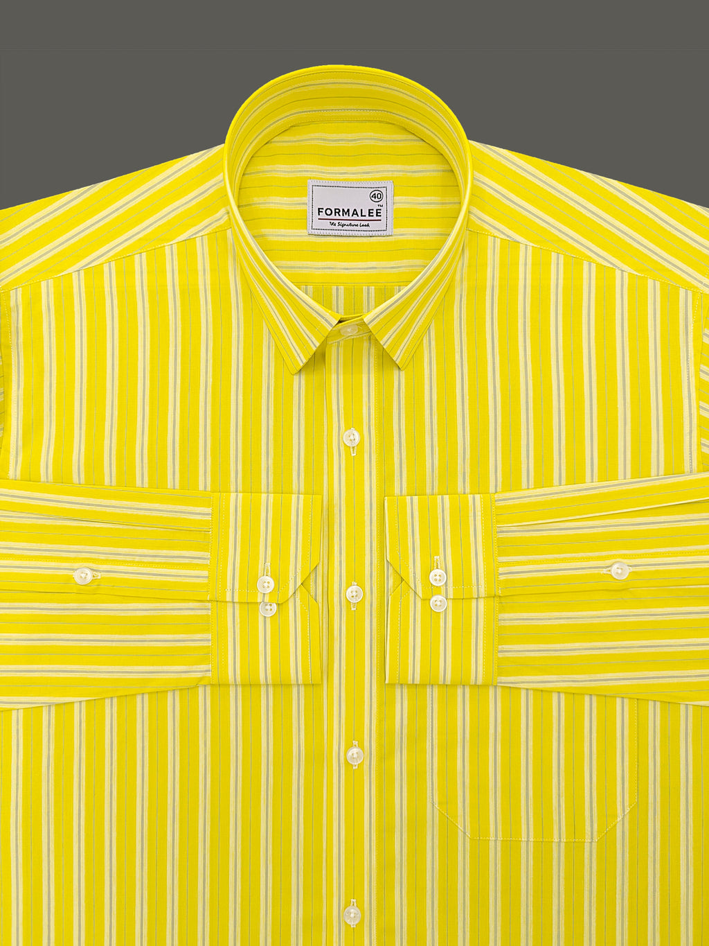 Florentia Premium Cotton Grey with Blue Stripe On Yellow Formal Shirt