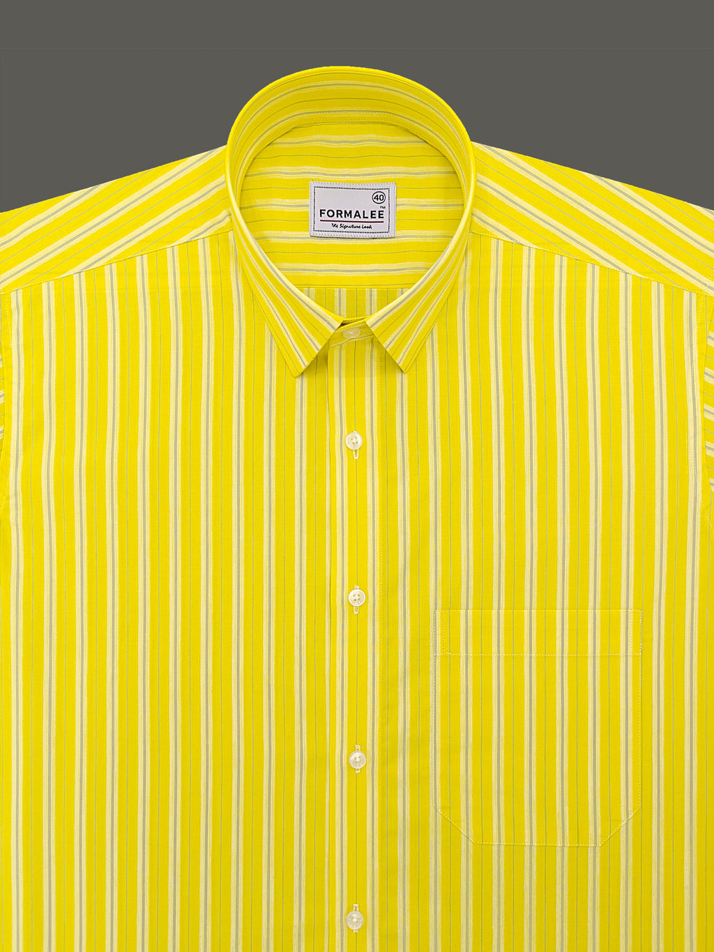 Florentia Premium Cotton Grey with Blue Stripe On Yellow Formal Shirt