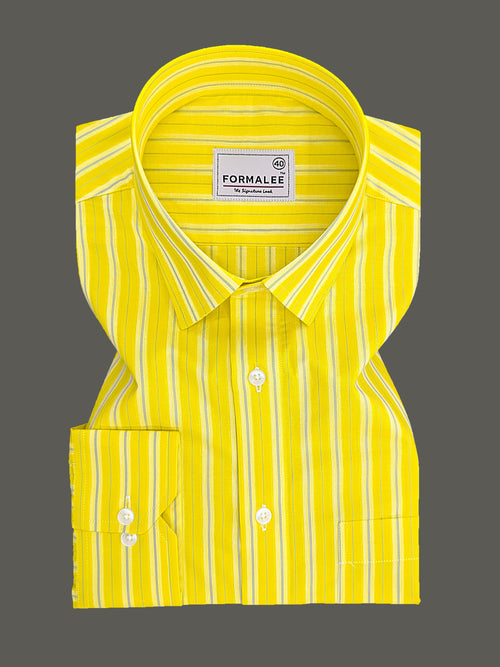 Florentia Premium Cotton Grey with Blue Stripe On Yellow Formal Shirt