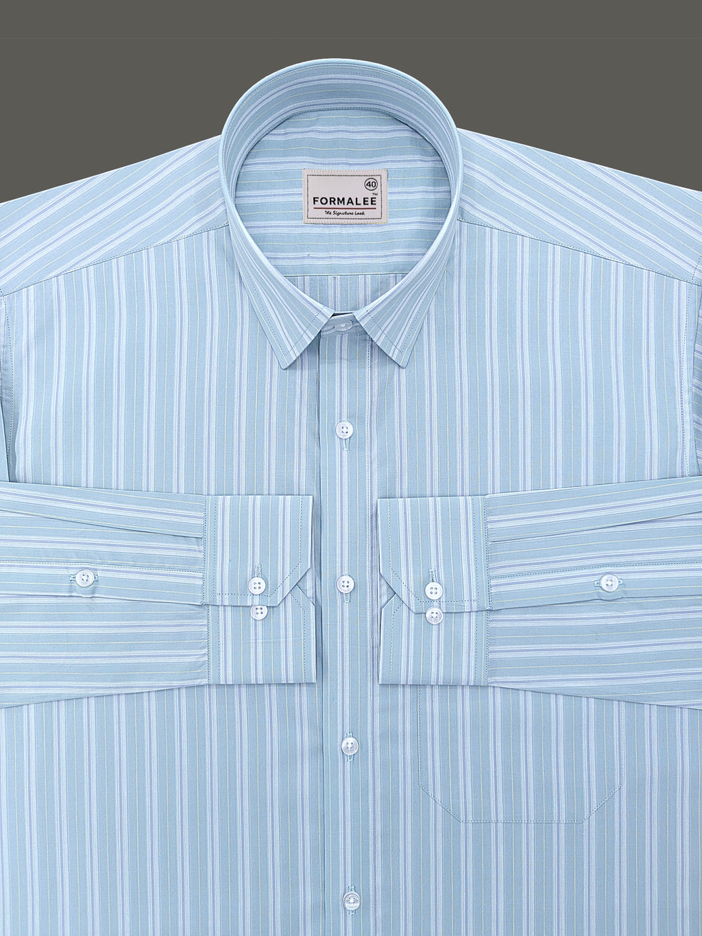 Serafina Premium Cotton Blue Line On Pixie Green Formal Shirt