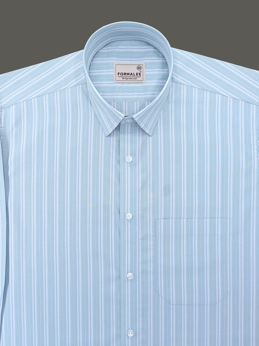 Serafina Premium Cotton Blue Line On Pixie Green Formal Shirt