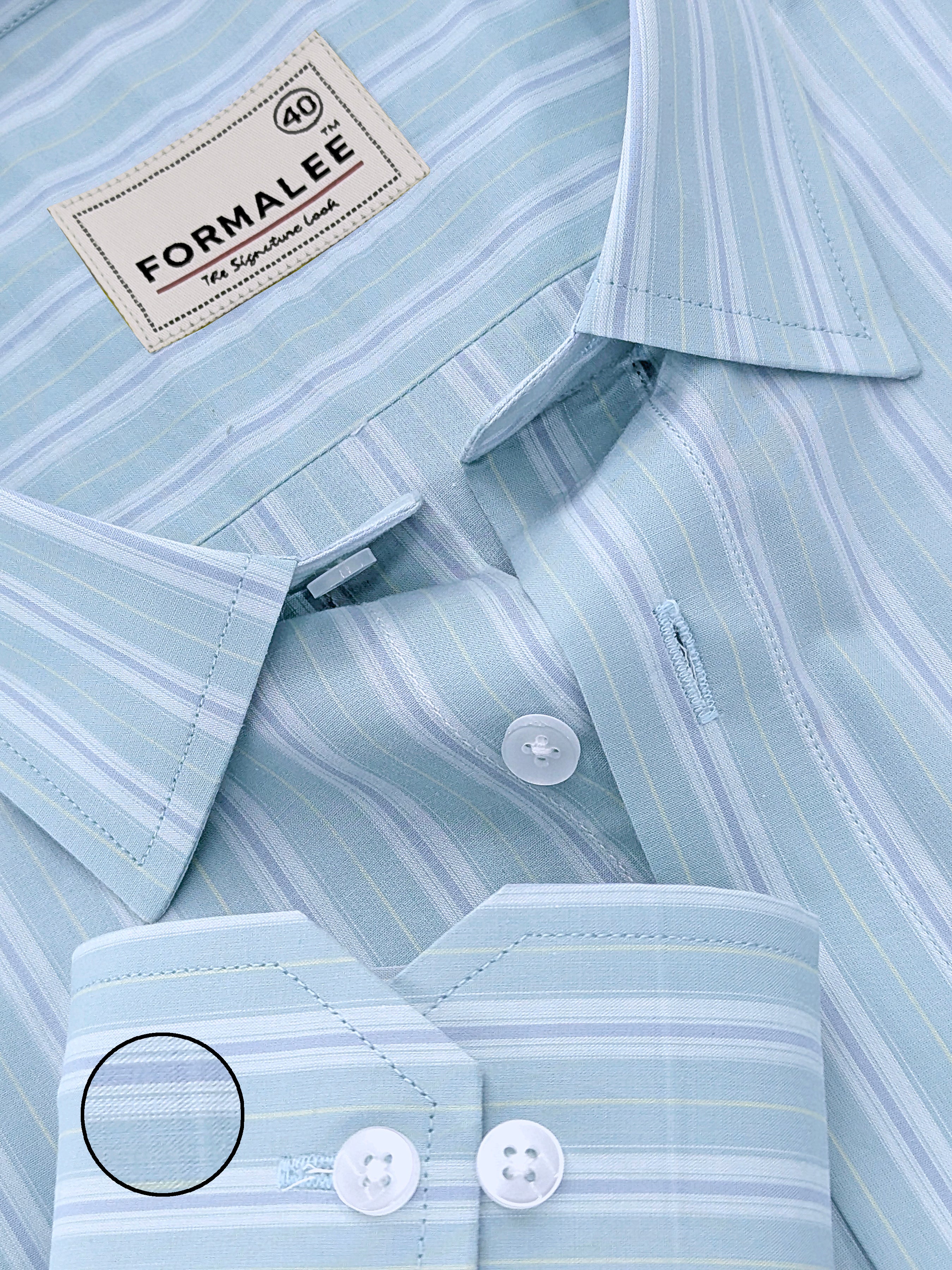 Serafina Premium Cotton Blue Line On Pixie Green Formal Shirt