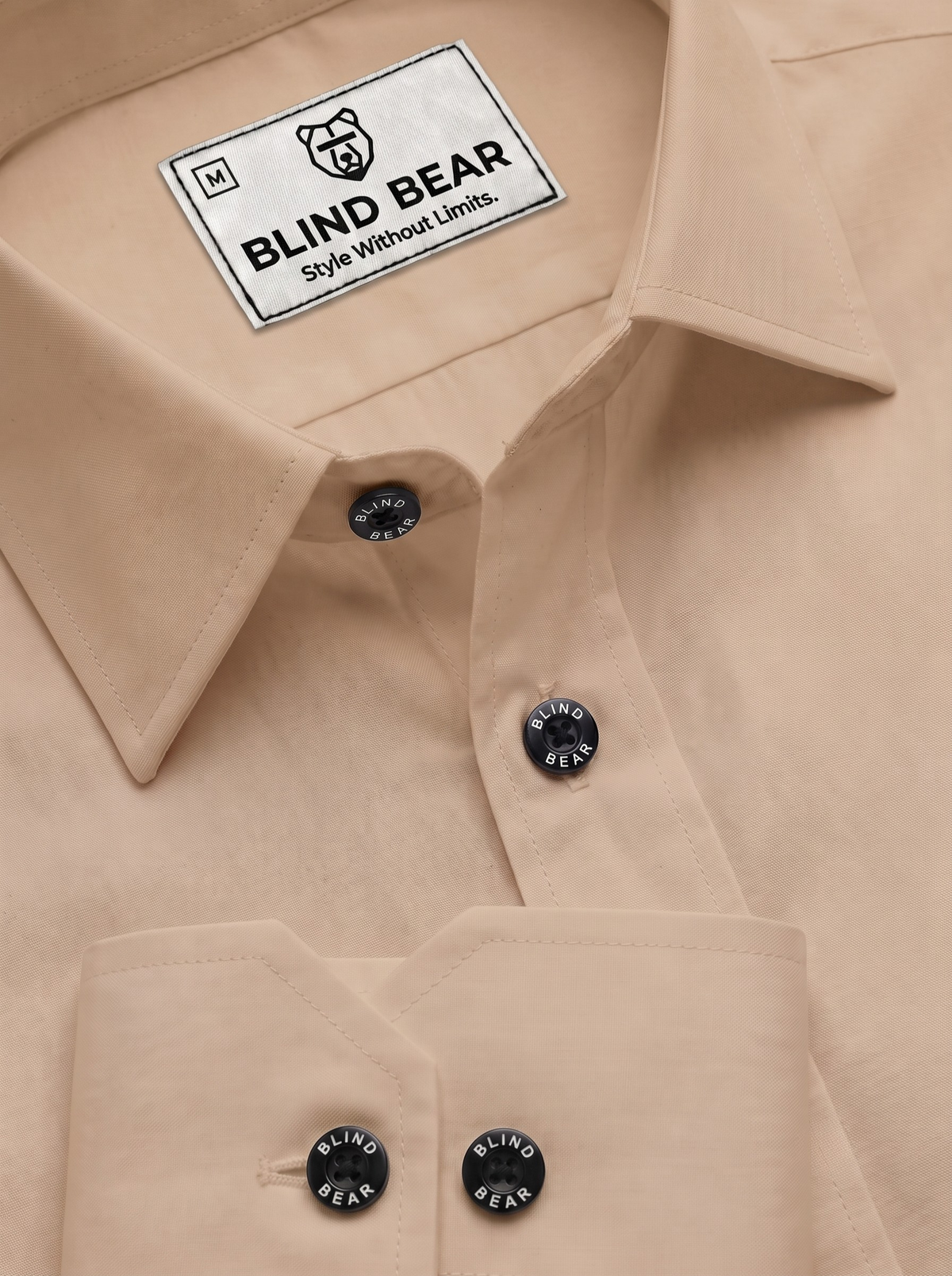 Blind Bear Men's Sand Beige Solid Casual Shirt | Regular Fit | Full Sleeve | Cotton Blend