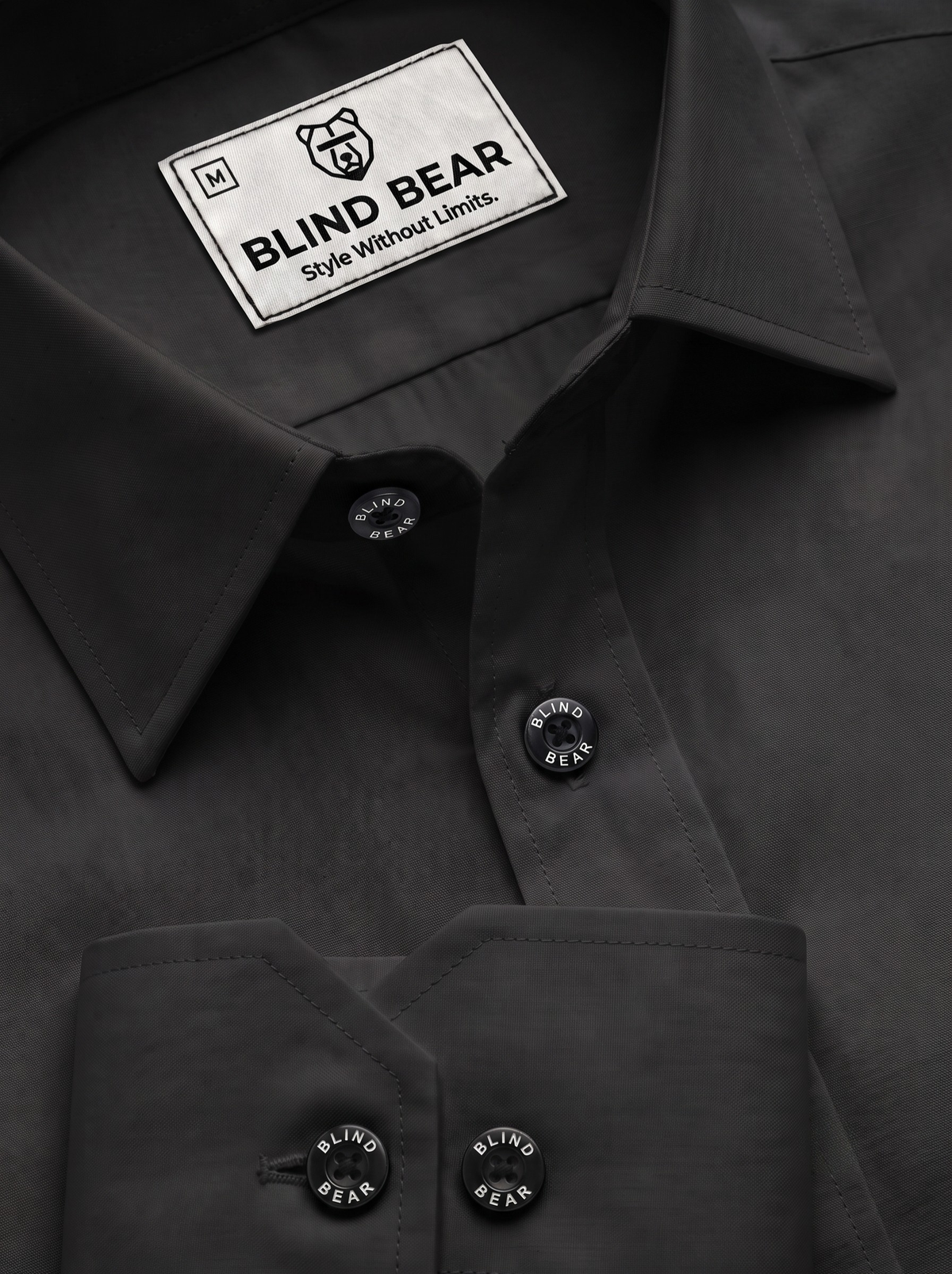 Blind Bear Men's Charcoal Black Solid Casual Shirt | Regular Fit | Full Sleeve | Cotton Blend