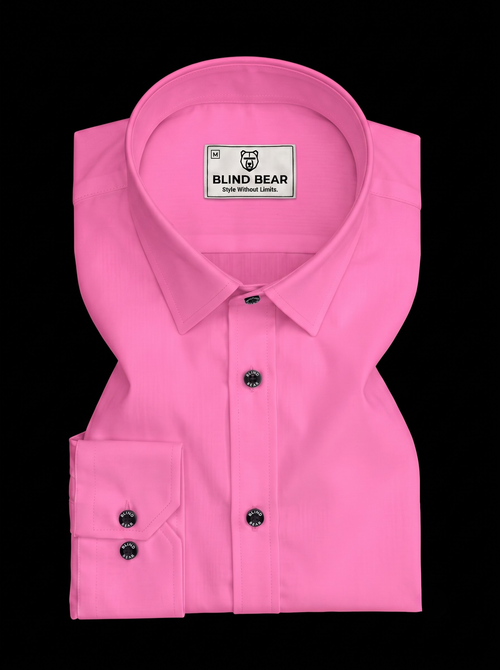 Blind Bear Men's Blush Pink Solid Casual Shirt | Regular Fit | Full Sleeve | Cotton Blend