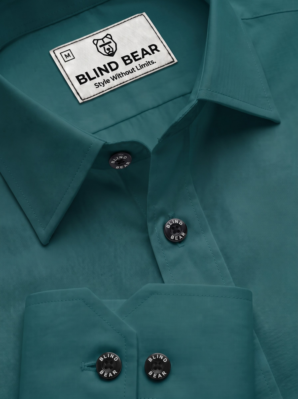 Blind Bear Men's Teal Green Solid Casual Shirt | Regular Fit | Full Sleeve | Cotton Blend