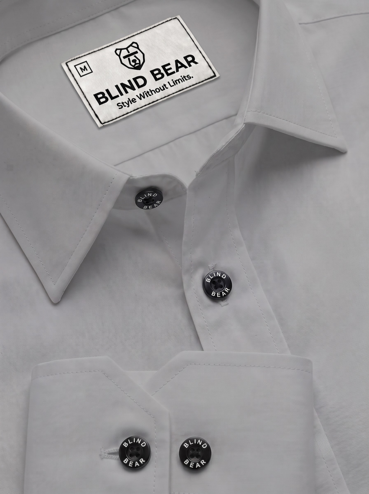 Blind Bear Men's Light Grey Solid Casual Shirt | Regular Fit | Full Sleeve | Cotton Blend
