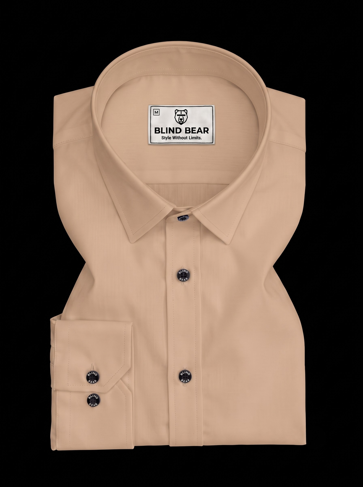 Blind Bear Men's Sand Beige Solid Casual Shirt | Regular Fit | Full Sleeve | Cotton Blend